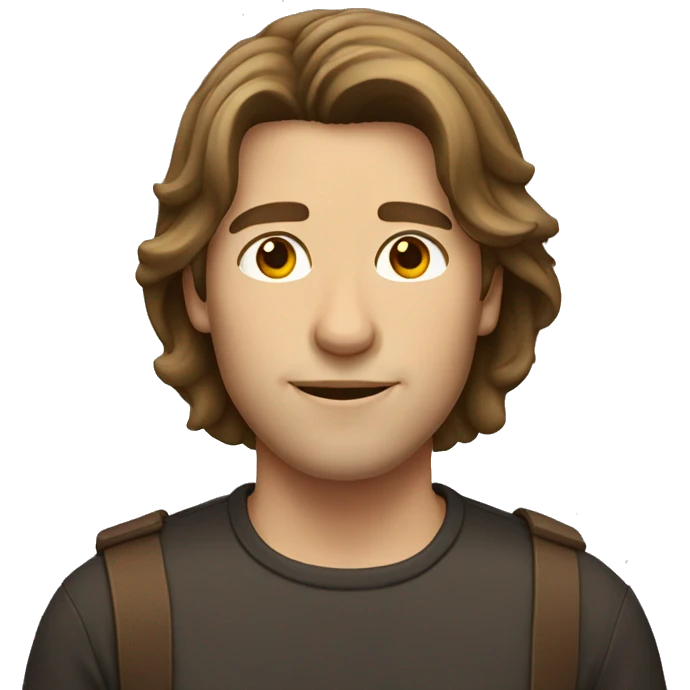 Guy with shoulder-length brown hair emoji