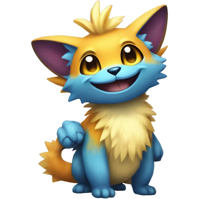 Colorful cute furry anthropomorphic painted Fakémon-Pokémon-creature emoji