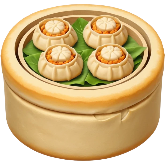 siu mai (a type of dim sum, just 1 cube of white color fish patty wrapped by yellow dough, leaving only the top part unwrapped, shape looks like short cylinder shape) emoji
