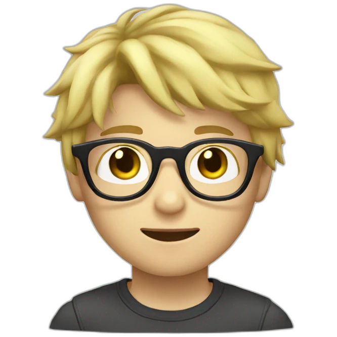 Blond boy kawai with glasses emoji
