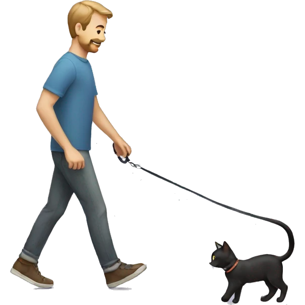 man walking a cat on a leash emoji