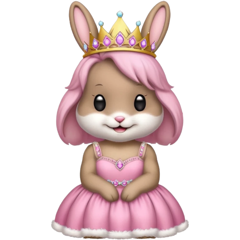 Bunny emoji + tiara + pink dress + happy emoji