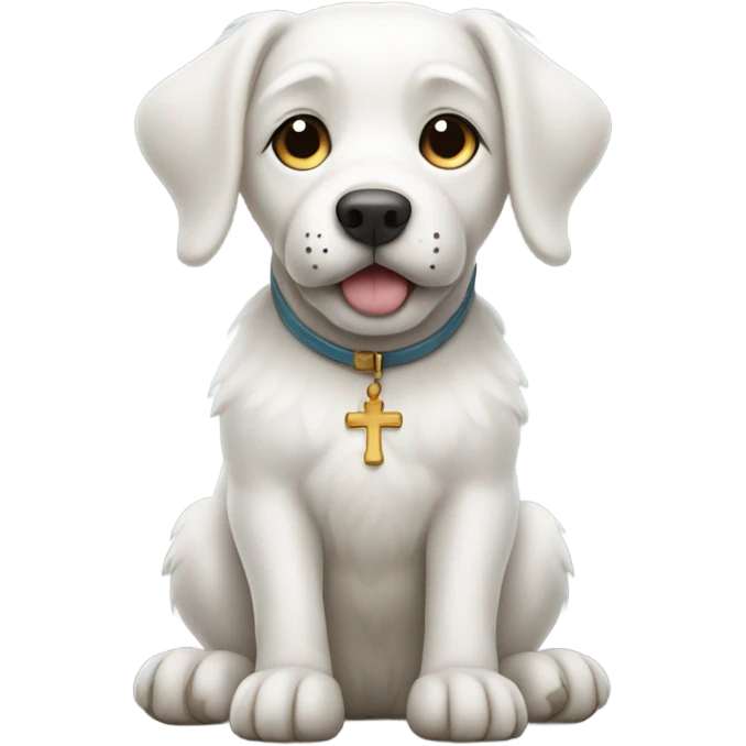 white dog with paws together, praying. emoji