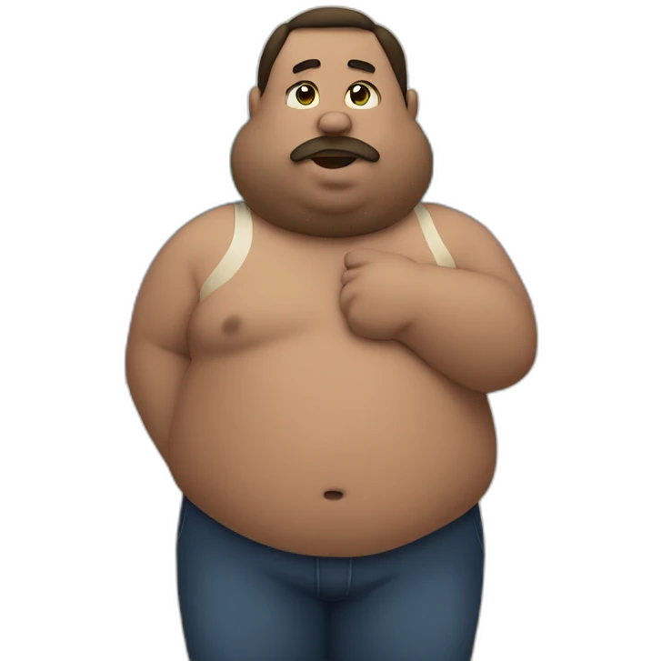 fat man in front of a trans flag emoji