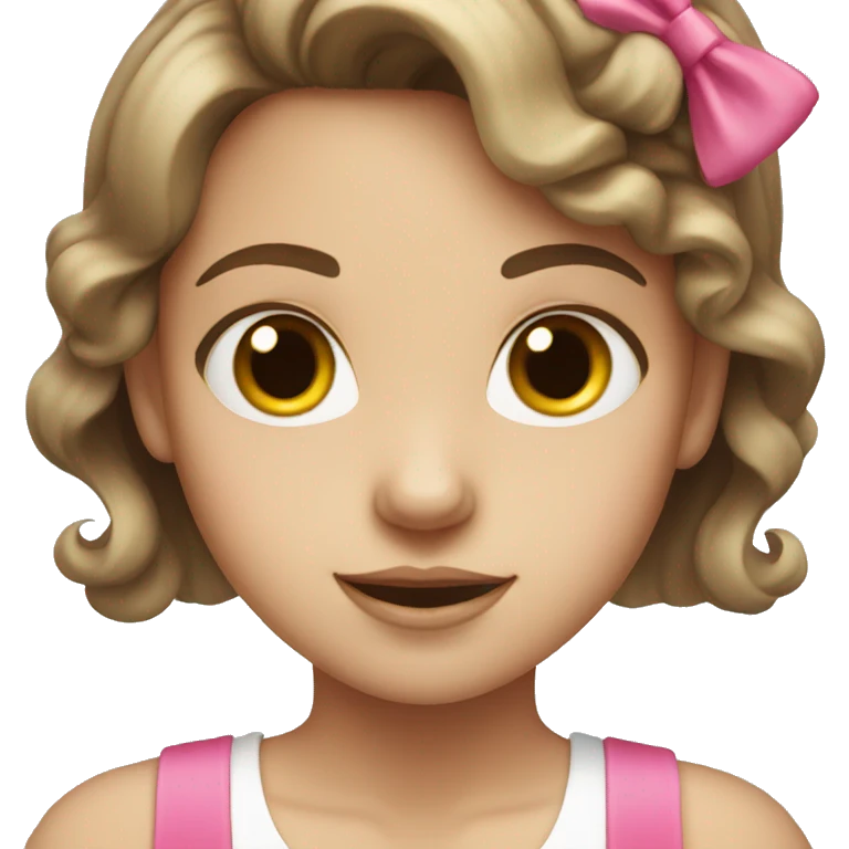 White brown haired girl with pink bow emoji
