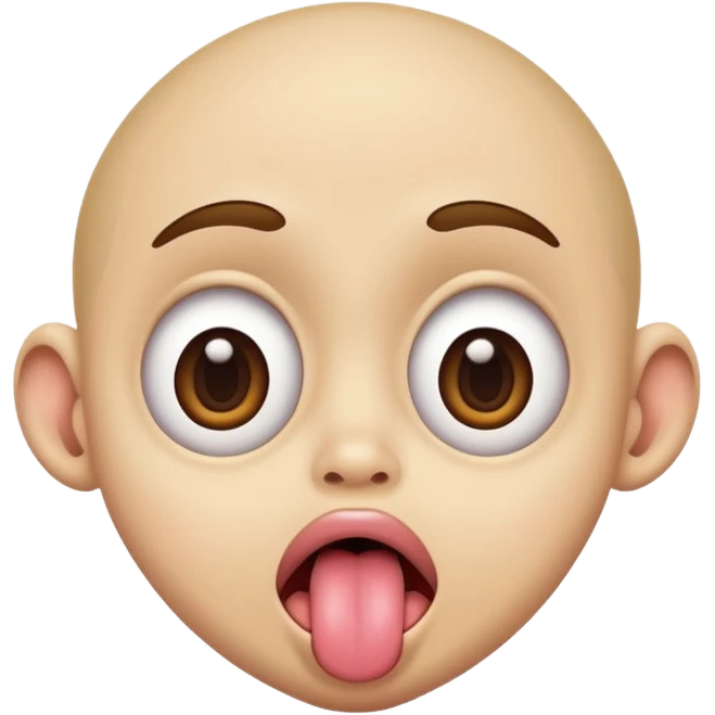 retarded silly face huge eyes tongue out emoji