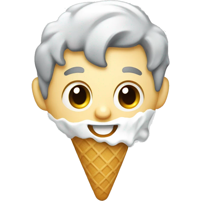 grey and white eating ice cream emoji