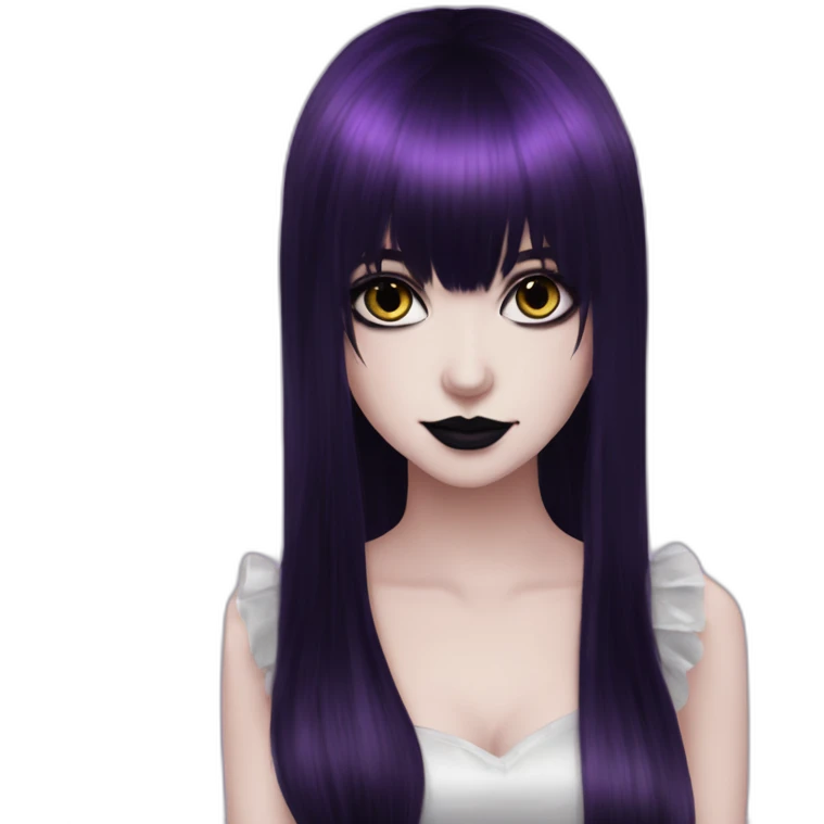 Elissabat-with-bangs-long-hair-dark-purple-and-black-vampire-goth-makeup-pinkeyes-romanticgothcloses emoji