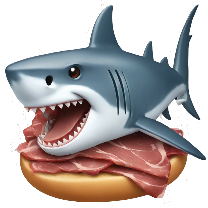 shark riding a meat emoji