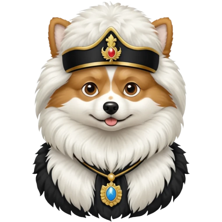 Spitz dog with Napoléon emperor disguise emoji