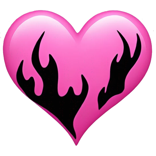 pink heart with black flames emoji