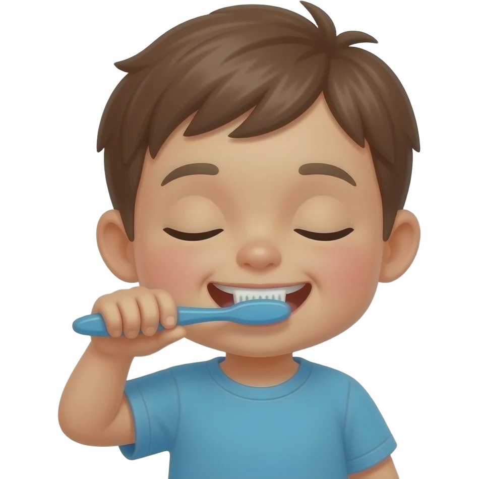 sleepy kid brushing teeth emoji