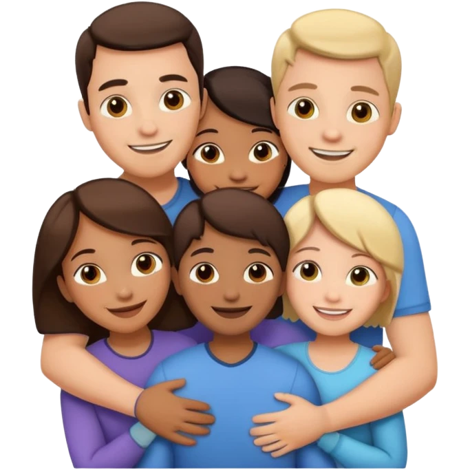 family of 5 hugging each other emoji