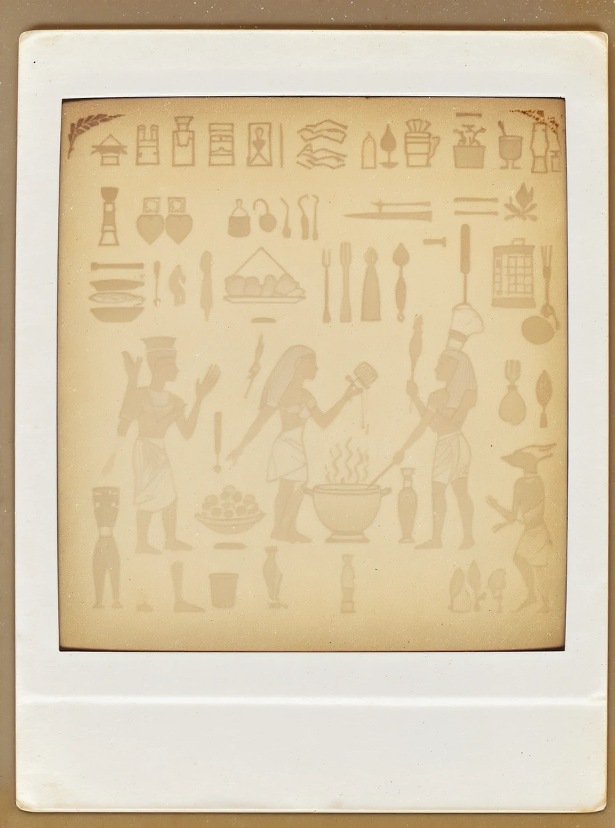 ancient Egyptian cooking scene in hieroglyphic style emoji