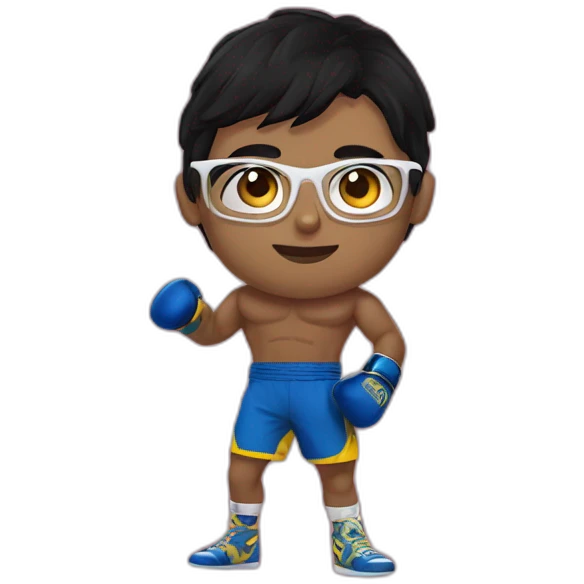 Boy Sri lankan MMA fighter with glases black hair emoji
