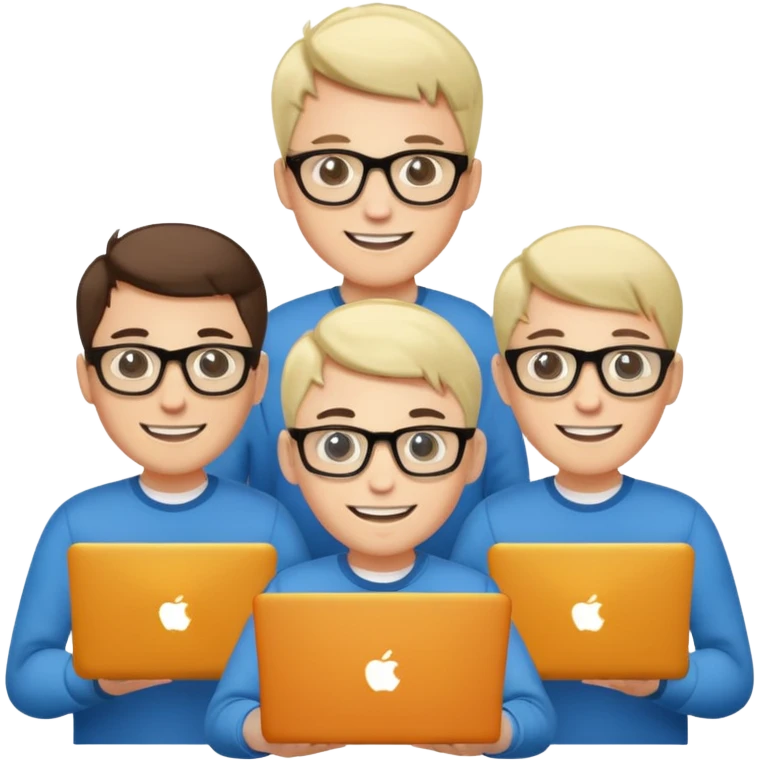 Group of 4 vibe coders, all male and white skinned  emoji