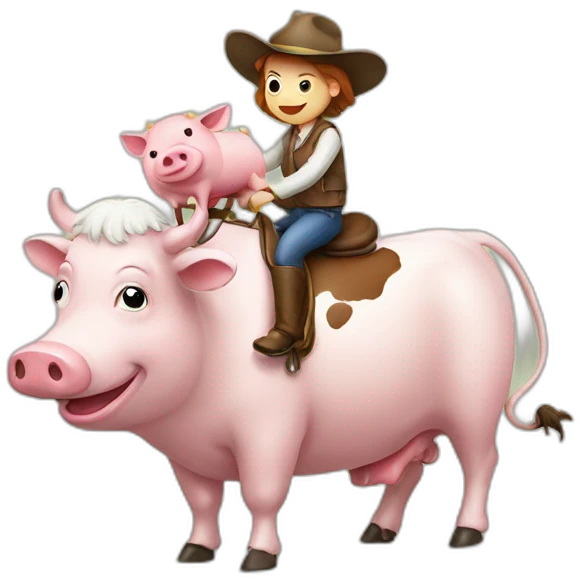 Cow riding a pig emoji