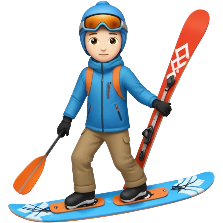 winter clothes boy with skiboard  emoji