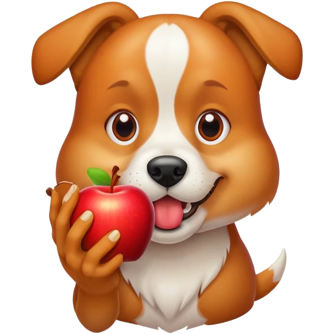 Dog eats a apple  emoji
