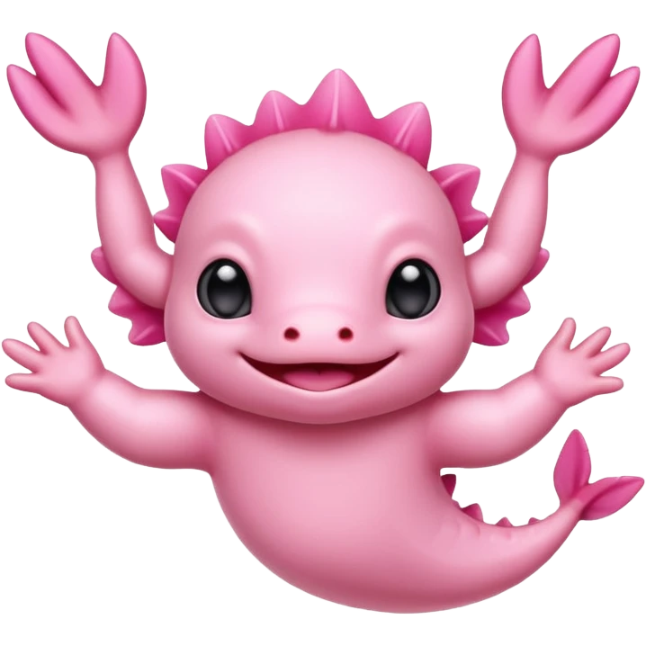 playful ajolote axolotl with waving arms emoji
