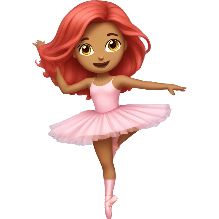 pretty girl with long red hair dancing ballet in a pink ballerina outfit  emoji