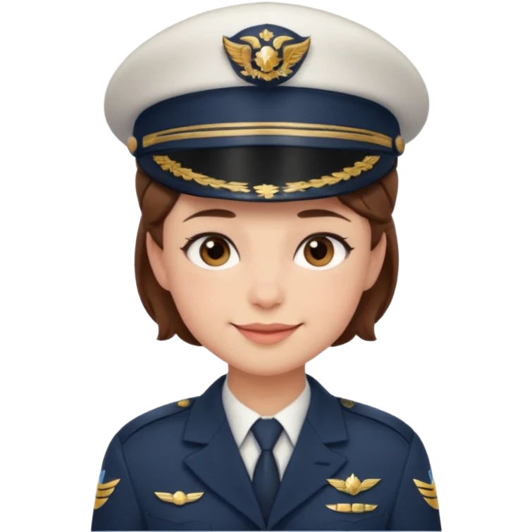 pilot wearing a captain hat, sheepish apologetic smile, small blush cheeks, giving a gentle salute, emoji