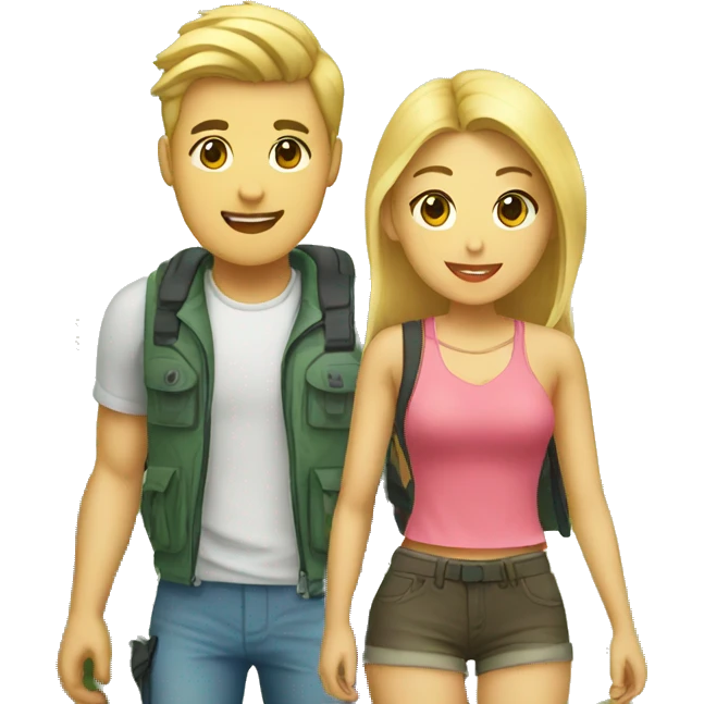 blond boyfriend and asian girlfriend tourists emoji