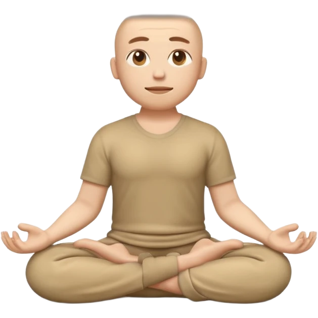 3D emoji style person sitting cross-legged meditating, calm face, centered, soft shadow, white background. emoji