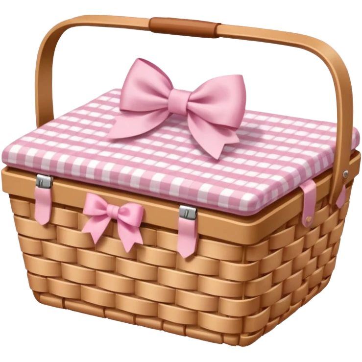 picnic basket with a light pink bow emoji