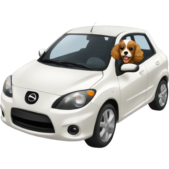 Light Cocker Spaniel driving a Black Mazda 2 emoji