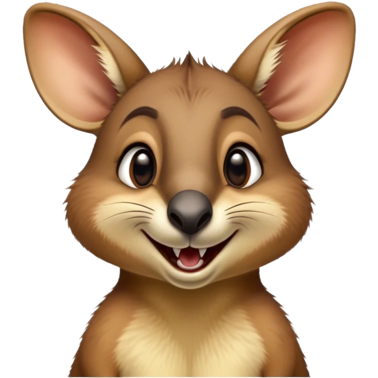 Cinematic Comical Wallaby Portrait Emoji, Head tilted dramatically with an exaggeratedly amused expression, featuring a striking tan and brown fur with wide, expressive eyes filled with playful disbelief, Simplified yet hilariously expressive features, highly detailed, glowing with a slightly sassy glow, high shine, dramatic yet playful, stylized with an air of cheeky outback mischief, bright and endearing, soft glowing outline, capturing the essence of a spirited and over‐the‐top wallaby, so meme‐worthy it feels like it could bounce its way into internet fame instantly! emoji