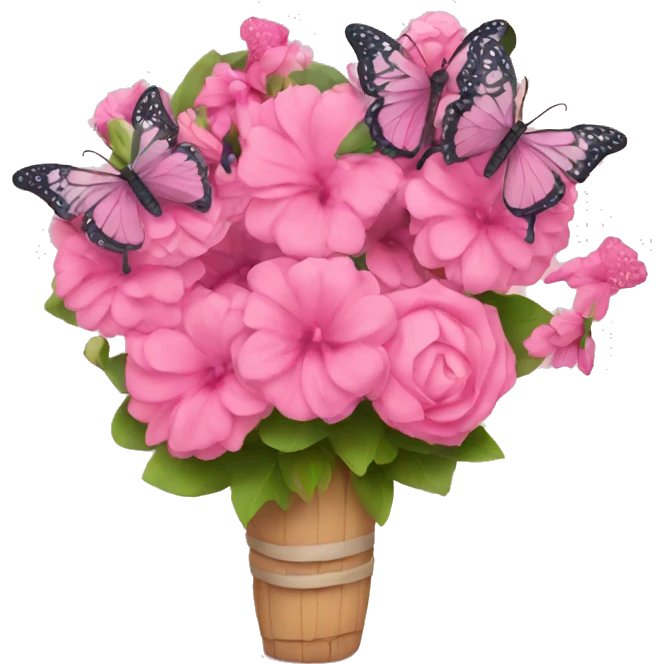 pink bouquet with butterflies emoji