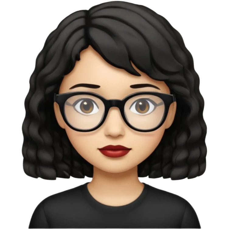 niña con pelo ondulado corto pero no tan corto color negro y lentes negros emoji