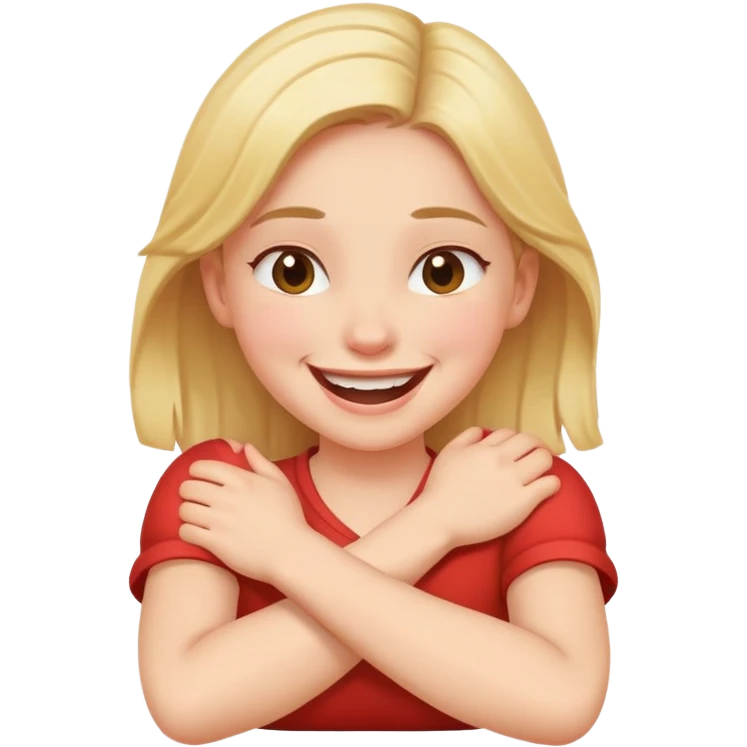 arms crossed holding neck laughing girl emoji