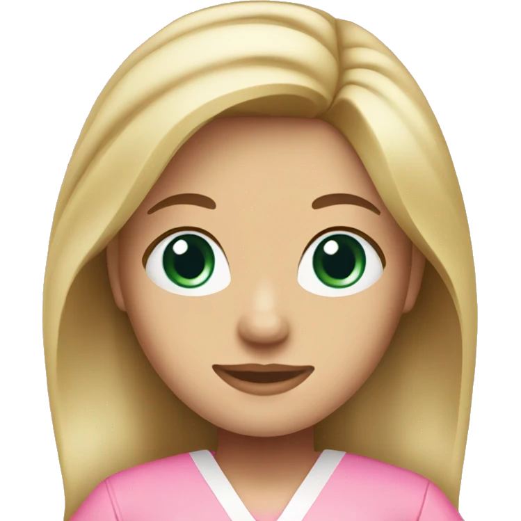 nurse with pink scrubs long blonde hair and blue green eyes emoji