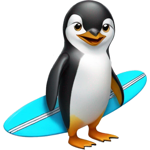 surfing penguin  emoji