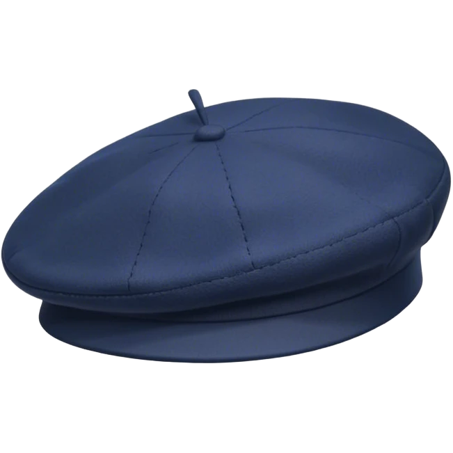 A standalone beret, classic wool design, floating on a plain background — no head, no face, just the beretblue beret without human head emoji