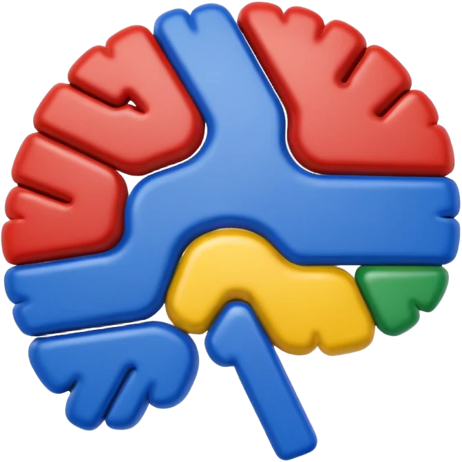 brain outline and form resembling the Google logo, colored with Google brand colors, no text emoji