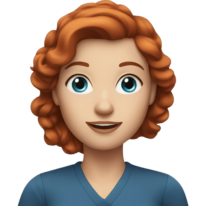 Attractive auburn hair woman with blue eyes waving emoji