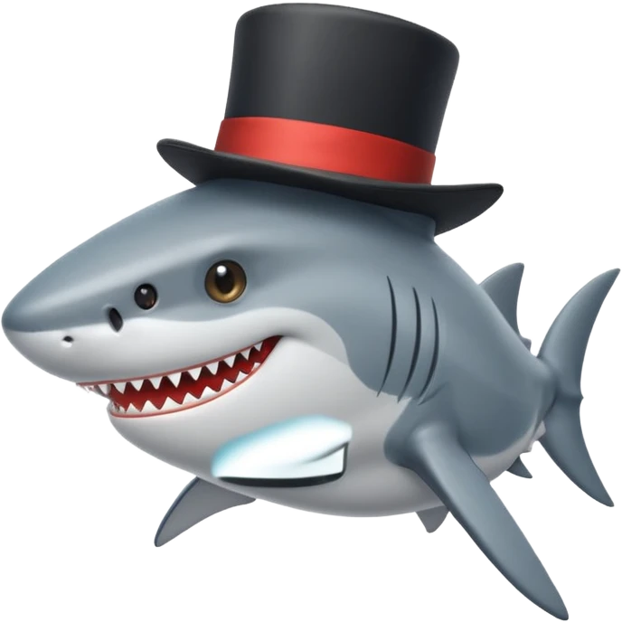 Shark with a top hat emoji