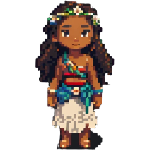 Moana standing, pixel art style emoji