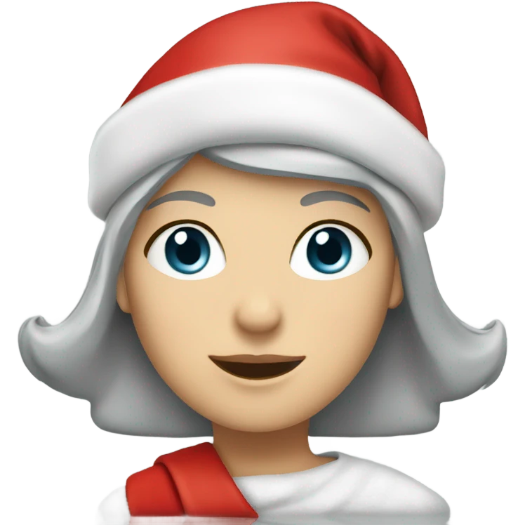 silver short haired caucasian woman wearing a Santa cap emoji