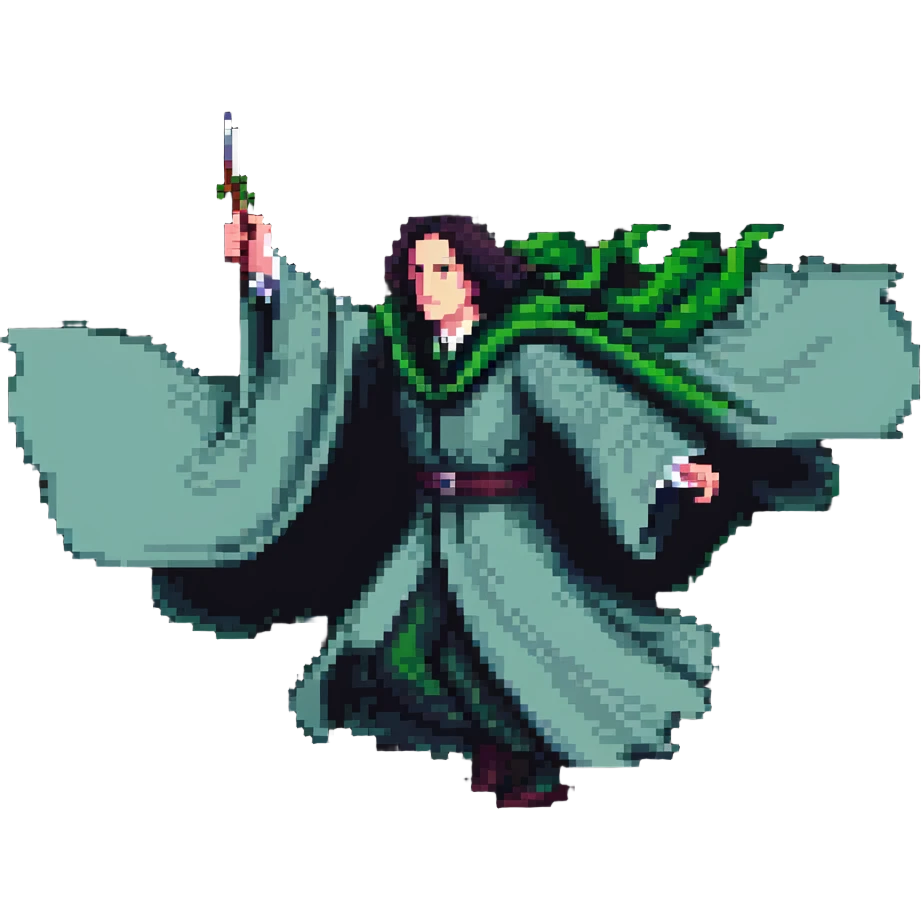 Snape with billowing robes chasing Harry Potter emoji