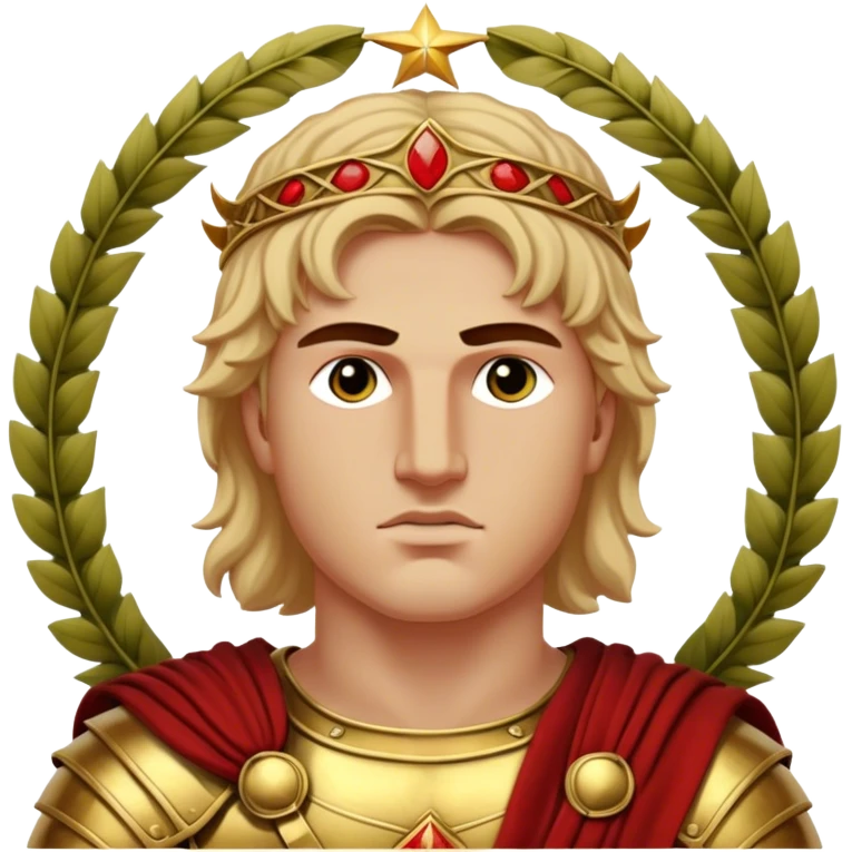 Cinematic Realistic portrait of Alexander the Great, depicted with photorealistic detail as a commanding historical conqueror, featuring sharp, lifelike facial features, meticulously rendered ancient Macedonian armor, and a laurel wreath, illuminated by natural, dramatic lighting that highlights his youthful determination and legendary presence. emoji