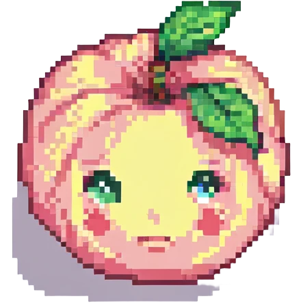 a cute pixel art peach with a face emoji