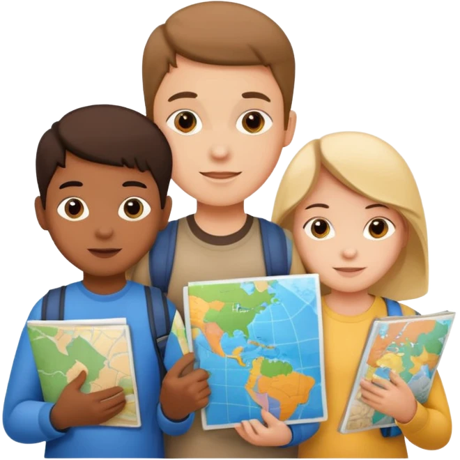 Kids Holding Maps emoji