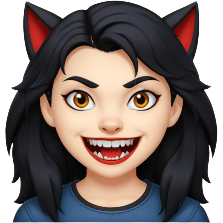 Werewolf black hair girl with a smile emoji