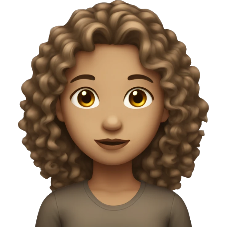 Girl with light skin, long and curly Brown hair, dark eyes emoji
