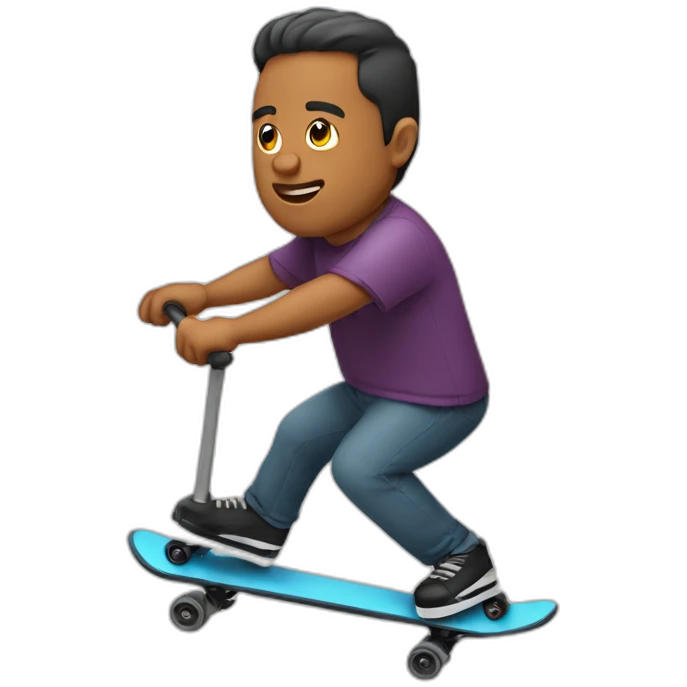 Hombre obeso en patinete emoji