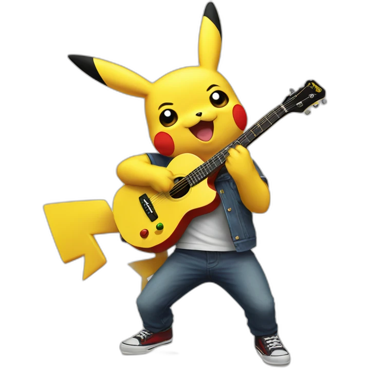 Pikachu guitar play emoji